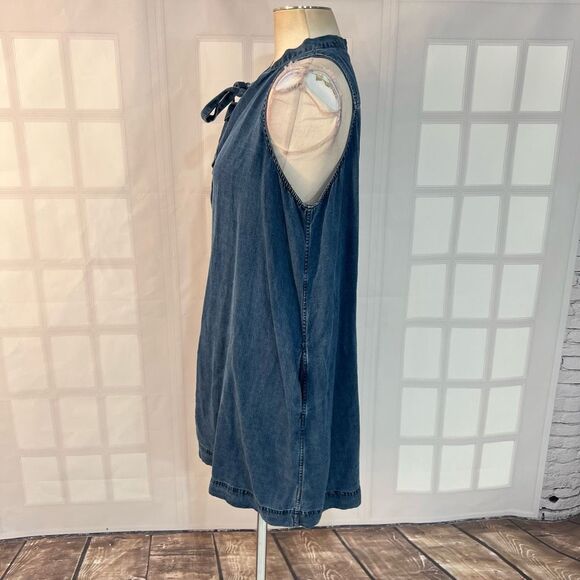 Rails Rhiannon Tie-Neck denim Chambray Dress size large - Picture 8 of 14